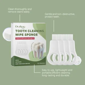 Oralhoe tooth cleaning wipe sponge 4 pieces set for easy and gentle daily oral care cleaning.