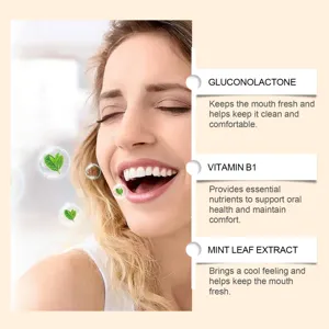 Detailed view of oral care liquid ingredients, highlighting natural mint extract for fresh breath.