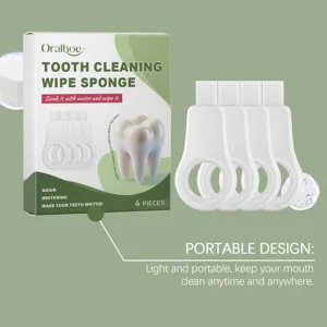 Oralhoe tooth cleaning wipe sponge 4 pieces portable dental care whitening tool for mouth hygiene
