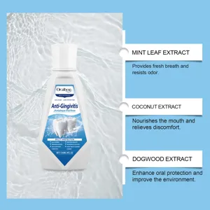 Détail bain de bouche anti-gingivite Oralhoe, 120ml de liquide pour haleine fraîche et soins.