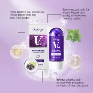 ORALHOE V34 comprimés de dentifrice blanchissants pour nettoyer les dents et haleine fraîche.