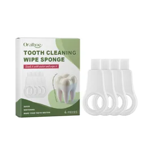 Oralhoe tooth cleaning wipe sponge 4 pieces oral care white teeth whitening tool kit