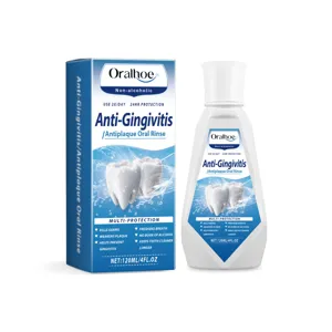 Bain de bouche anti-gingivite et anti-plaque Oralhoe, flacon de 120 ml avec boîte, haleine.