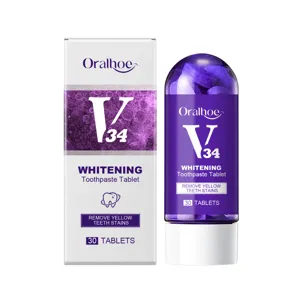 Oralhoe V34 Comprimés de Dentifrice Blanchissant 30 Pcs Nettoyage Des Dents Soin Oral