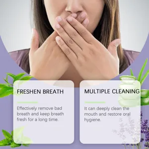 Mint mouthwash for fresh breath and deep cleaning, gentle oral care and hygiene.