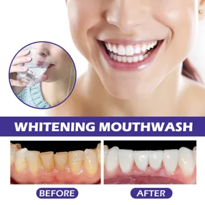 EELHOE whitening mouthwash detail view showing deep cleaning, teeth whitening and fresh breath.