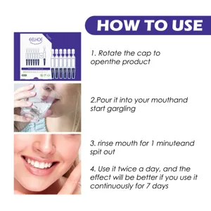 EELHOE portable whitening mouthwash detail image showing step-by-step usage instructions.
