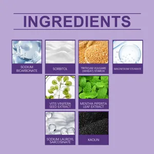 ORALHOE tooth powder ingredients detail graphic showing active safe formulas for daily care.