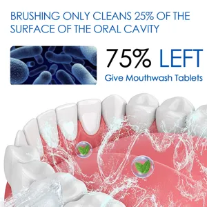 Eelhoe concentrated mouthwash tablets for fresh breath, oral care and clean teeth detail view.
