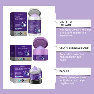 Oralhoe teeth restoration mineral powder with mint and kaolin for clean and bright smile.