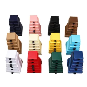 Multi-colored drawer jewelry boxes in various sizes for ring and earring packaging