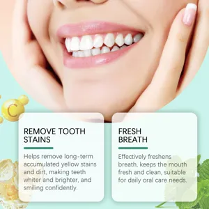 Pastilles de dentifrice à la menthe portables pour éliminer les taches et rafraîchir durablement.