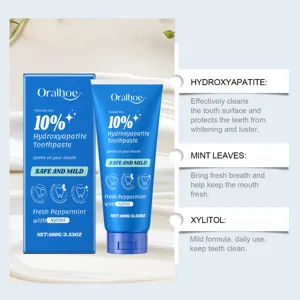 Dentifrice mentholé à l'hydroxyapatite Oralhoe 100g, vue détaillée des ingrédients.