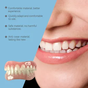 Détail de la couverture de dents cosmétiques avec un matériau confortable pour sourire naturel.
