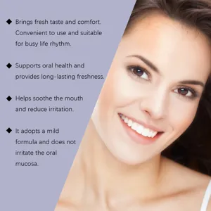 Refreshing oral rinse with mild formula for daily hygiene, clean teeth and fresh breath.