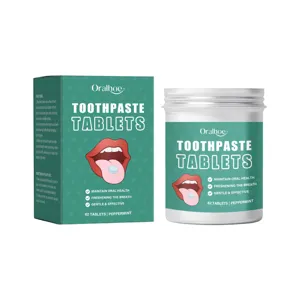 Oralhoe comprimés de dentifrice menthe 62 pcs, pastilles à mâcher pour haleine fraîche.