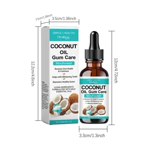 Oralhoe coconut oil mouthwash herbal fresh breath teeth cleaning care bottle details view