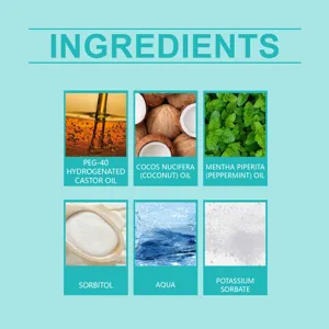 Detailed view of the herbal coconut oil mouthwash ingredients, highlighting natural formulas.