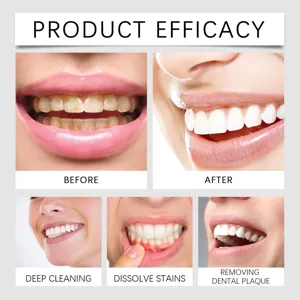 Détail de l'efficacité du nettoyage des dents, comparaison avant et après pour un sourire.