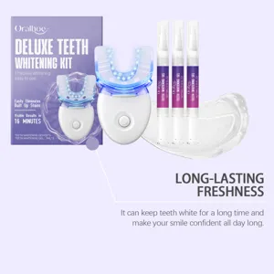Kit de blanchiment des dents Oralhoe avec appareil LED et 3 stylos pour un sourire éclatant