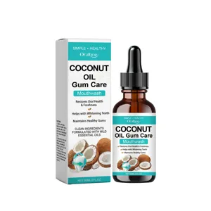 Oralhoe coconut oil mouthwash for fresh breath and gum care, 60ml daily oral hygiene.