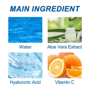 Detaillierte Übersicht der Hauptinhaltsstoffe mit Wasser, Aloe Vera und Hyaluronsäure.