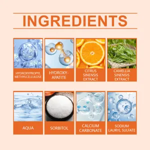 Graphique de details des ingredients de dentifrice de soins bucco-dentaires pour enfants.