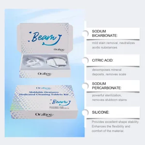 Kit de pastilles nettoyantes pour prothèses dentaires Oralhoe pour un beau sourire éclatant.