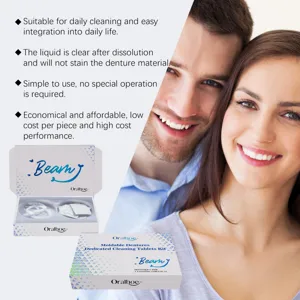 Kit de comprimés nettoyants pour prothèses dentaires Oralhoe, solution de soin quotidien.