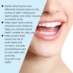 Détail de dentifrice blanchissant montrant des dents blanches pour un sourire éclatant.
