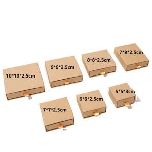 Kraft paper drawer jewelry gift boxes set in multiple sizes for ring and necklace