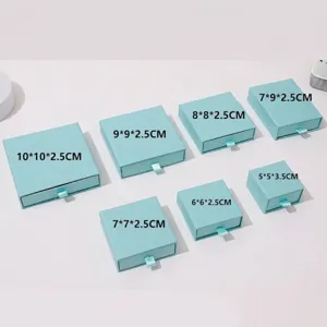 Joyero de Cajón de Cartón Minimalista para Collar Anillo Pendiente Color Sólido Caja de Almacenamiento Con Cinta Embalaje Regalo