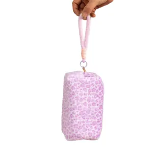 Neceser de peluche con estampado de leopardo de gran capacidad con correa y cremallera