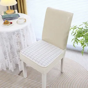 Ensemble élégant de coussin et housse de chaise texturés beige pour salle à manger