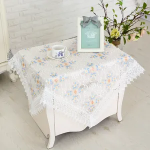 Lace tablecloth embroidered floral table cover for bedside table and square table decor