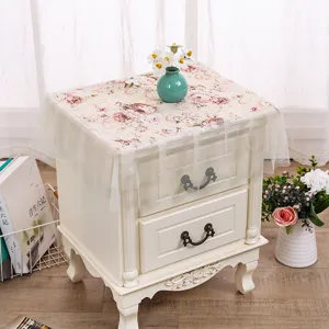 Cubierta de polvo de encaje floral vintage para mesita de noche, protector de mesa de tela.
