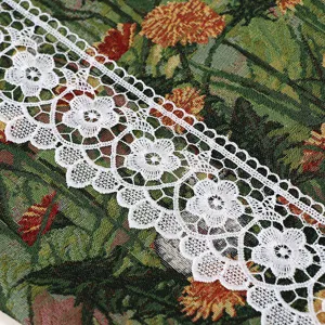Vintage French floral lace tablecloth detail decorative dust cover fabric trim style