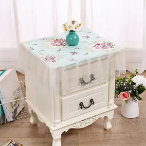 Fundapolvo de tela de encaje floral para mesita de noche o microondas, estilo pastoral.