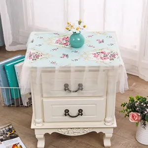 Cubierta antipolvo de encaje floral azul para mesita de noche microondas impresora multiusos