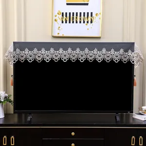 Elegante copertina antipolvere per TV in pizzo bianco in stile europeo con nappe.