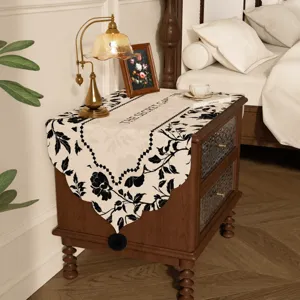 European bedside table cover decorative cloth retro style floral dustproof cover fabric