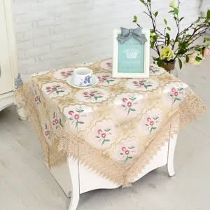 Elegant floral lace square tablecloth for tea table and bedside cabinet home decor cover