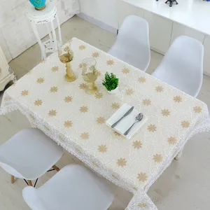 Elegante mantel de encaje bordado beige para mesa de comedor decoracion cubierta antipolvo