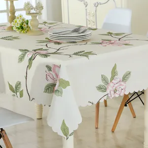 Nappe rectangulaire à motif floral, tissu imperméable pour la décoration de salle à manger.