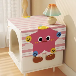 Simpatica coperta per comodino a righe rosa panno antipolvere stile crema per decorazioni