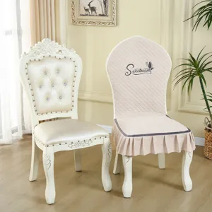European skirted dining chair cover stretch slipcover detail showcase elegant design.