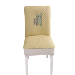 Housse de chaise matelassée avec broderie de chat, housse extensible pour la décoration.