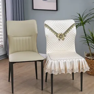 Housse de chaise de salle à manger matelassée de luxe nordique avec broderie en dentelle