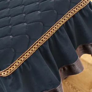 Thickened square stool cover quilted piano bench cushion with gold trim ruffle detail