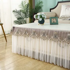 Housse anti-poussière pour table basse rectangulaire nappe étanche brodée en dentelle